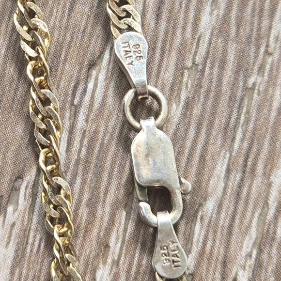 Black & Peach Crystal Gold Tone Teddy Bear Pendant On a 925 Gold Italy 18" Chain - Picture 4 of 5